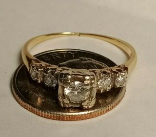 Vintage 14k Yellow Gold Wedding And Engagement Ring Set Size 5.  5 - Lqqk