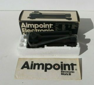 Vintage Aimpoint Mark Iii / Mark 3 Red Dot Scope W/ Mounts Made In Sweden