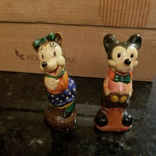Vintage Mickey & Minnie Mouse Salt And Pepper Shaker Set