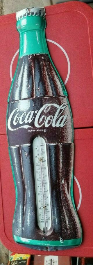 Vintage Large Coca Cola Bottle Thermometer Sign