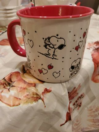 Peanuts Snoopy Woodstock Red Valentines Hearts Coffee Tea Mug/cup 21 Oz