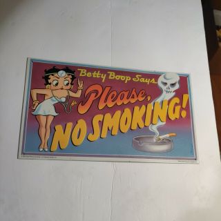 Betty Boop Says Please No Smoking Metal Tin Sign 1991 King Features Syndicate