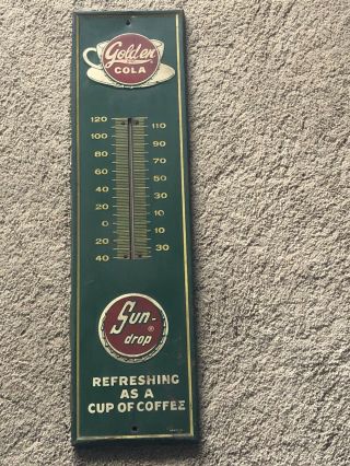 Vintage Golden Girl Cola Sun Drop Thermometer Sign