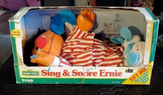 Vintage Tyco 1996 Sing And Snore Ernie Talking Plush 18 " Toy - Sesame Street