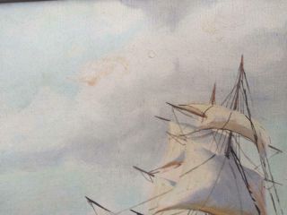 Vintage Old American Nautical Ship Boat Seascape Oil Painting Boston B.  Snyder 6