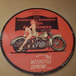 Vintage Porcelain Harley Davidson Motorcycles Motor Oil Man Cave Garage Sign
