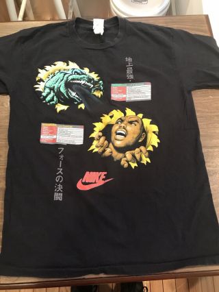 Vintage Nike Air T - Shirt 1992 Godzilla Vs Charles Barkley Size Large Rare