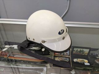 Vintage Buco White Traveler Half Helmet Visor Adjustable Size 6 1/2 - 7 5/8 M - Xl