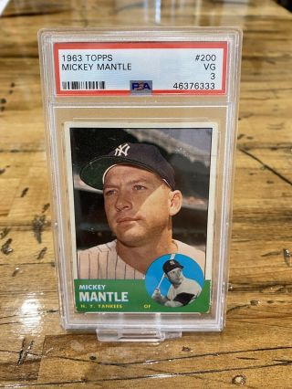 Vintage Mickey Mantle 1963 Topps Baseball Card 200 Ny Yankees Psa 3 Vg Mk