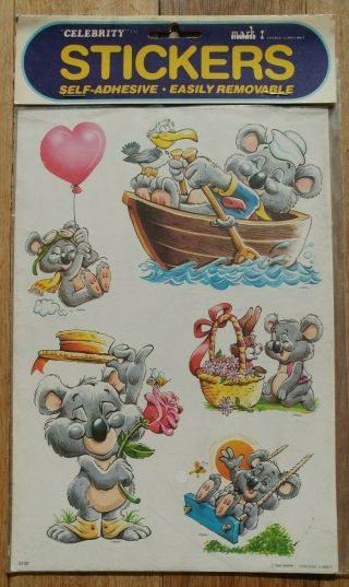 Vintage Adorable Koala Stickers Mark 1 1984 Nip 2 Sheets 80s Rare