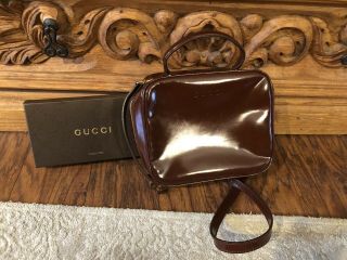 Authentic Gucci Vintage Burgundy Patent Leather 2 Way Bamboo Purse Bag - $2000