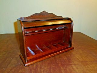 Vintage Alfred Dunhill Tambour Roll Top Wood Pipe Stand Holds 6 London