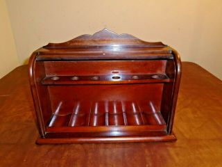 Vintage Alfred Dunhill Tambour Roll Top Wood Pipe Stand Holds 6 London 3