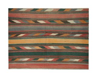 Vintage Orange Grey Wool Area Rug Turkish Kilim Traditional Hand Made 150x175cm