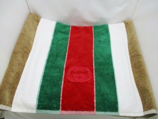 Authentic Gucci Vintage Towel Blanket Cotton Brown Red Green White