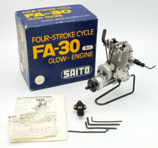 Vintage Saito Fa - 30 Mk Ii Open Rocker 4 - Stroke Model Glow Rc Engine W/ Box&acc 