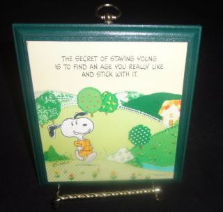 Vtg Hallmark Peanuts Snoopy Wood Wall Plaque Secret Of Staying Young