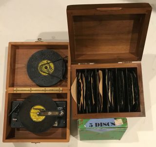 Vintage Ad 30 Thorens Wood Music Box With 40 Discs; Boxes; Well