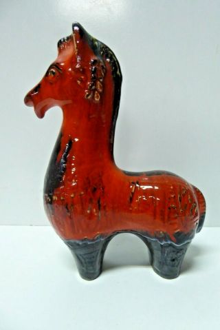 Vintage Ellis Australian Pottery Mid Century Studio Art Horse Statue Lava Glaze