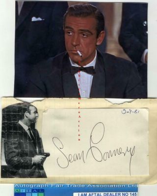 Sir Sean Connery Vintage Signed Page Aftal 145