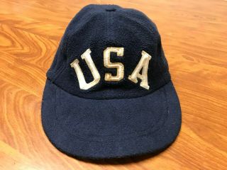 Mens Vintage Polo Sport Ralph Lauren Bavy Blue Usa Fleece Flex Fit Hat Size Xl