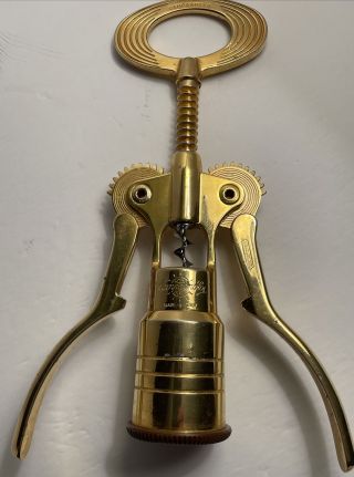Campagnolo Vintage Big Corkscrew Wine Bottle Opener Gold Plated Made In Italy