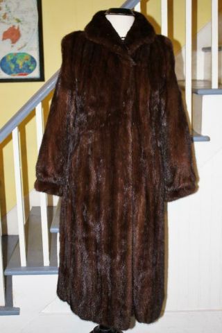Vintage Classic Rich Brown Mink Fur Coat Full Length Women 