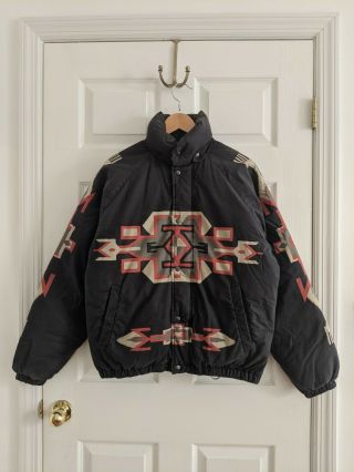 Vtg Ralph Lauren Polo Country Down Jacket Aztec Forks Navajo