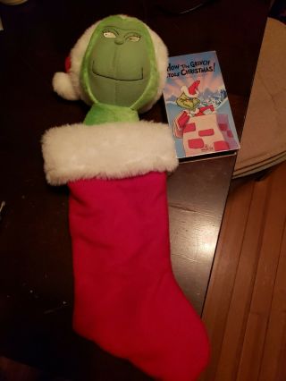 Vintage Dr.  Seuss The Grinch Christmas Stocking (fabric) Bonus Vhs