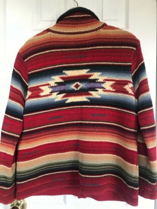 Vintage Ralph Lauren Hand Knit Navajo Southwestern Cardigan Sweater PM 2