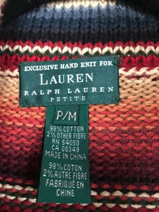 Vintage Ralph Lauren Hand Knit Navajo Southwestern Cardigan Sweater PM 3