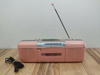 Vintage Sharp Qt - 50 P Pink Portable Radio Cassette Boombox Pink Stranger Things