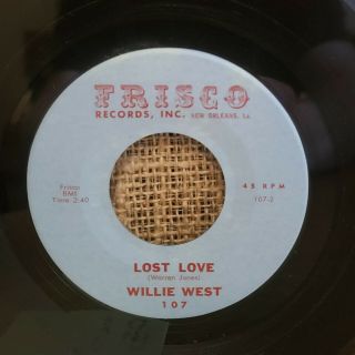 Willie West Rare Soul 45 Lost Love / I ' m Back Again Frisco Records Orleans 2