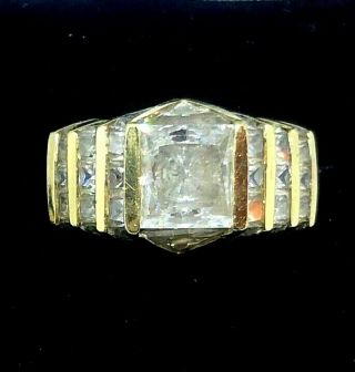 Vintage 14k Solid Yellow Gold & Cz Ring Size 5 1/2 7.  7 Grams