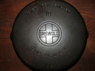 Vintage Griswold Cast Iron No.  10 Large Block Logo Skillet Pan 716