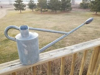 Vtg Haws Galvanized Long Reach Garden Watering Can W/ 2/3 Brass Rose No Leaks
