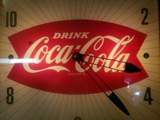 Vintage Coca Cola PAM Light Up Clock Old Diner Soda Fountain 2