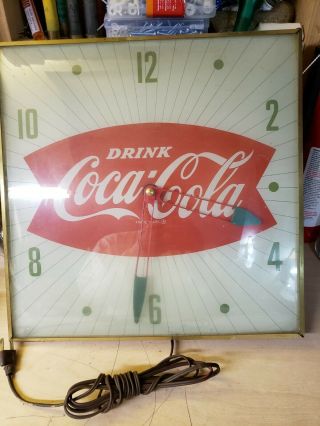 Vintage Coca Cola PAM Light Up Clock Old Diner Soda Fountain 5