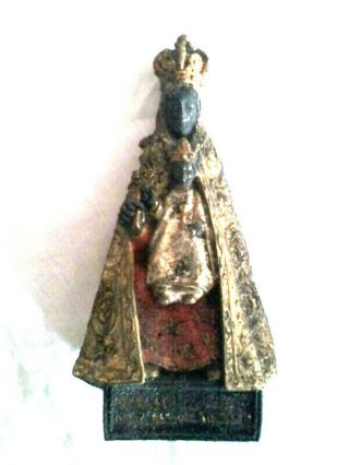 Vintage Black Madonna Of Tindari Priests Figurine Statue