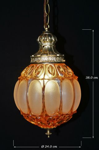 Vintage 1950s Mid - Century Pendant Light Globe Shade All Brass Fittings