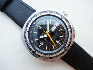 Fantastic Rare Seawind / Sicura Automatic D/d Diver Vintage Wristwatch 1970 