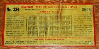 Vintage STARRETT MICROMETER SET No.  224 Set G Range 6 