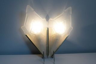 Vintage Frosted Glass Slip Shade Sconce Art Deco Double Wall Light Fixture Brass