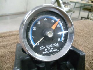 Vintage Sun Sst - 802 Blue Line Tach Tachometer W.  Mount Muscle Hot Rat Rod