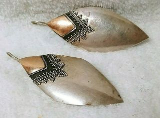 Two Pair Vintage Byzantine Sterling Silver And 18k Gold Beaded Bali Earrings