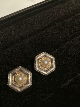 Konstantino rare Vtg Pearl Clip Earrings Sterling Silver 18K Gold 2