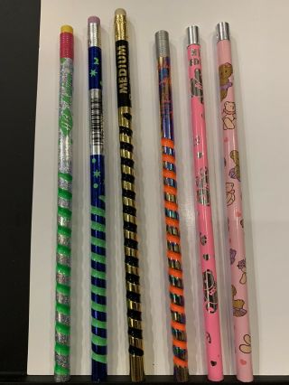 Vintage Sanrio Bright Spiral Pencils,  2 With Metal Caps (6)