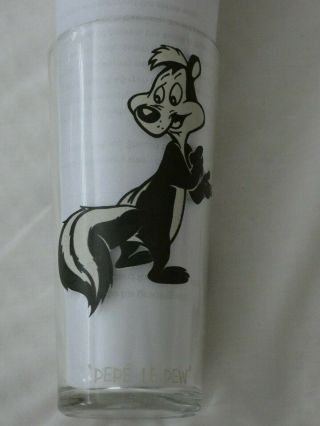Vtg " Pepe Le Pew " Looney Tunes 1973 Warner Brothers Pepsi Collectors Glass