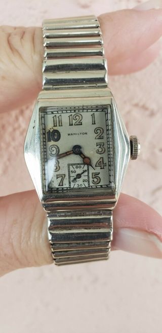 Vintage 1931 Hamilton " Clinton " 14k Gold Filled 17 Jewel Watch With Case