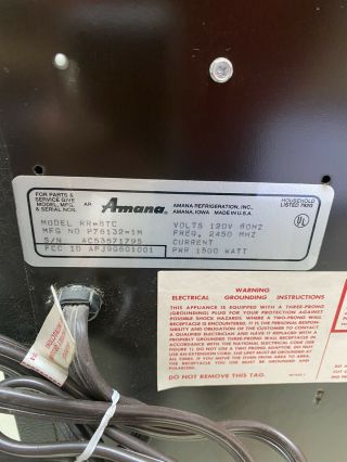 Vintage Amana Radarange Microwave Oven